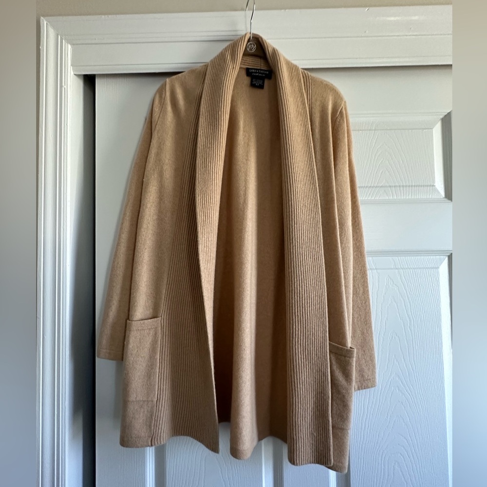 Lord&Taylor 100% Cashmere Cardigan/Sweater Tan Size S